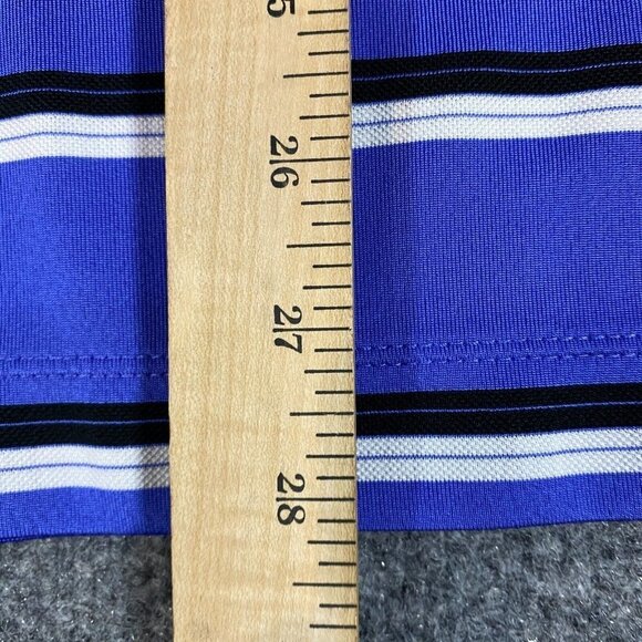 Nike Golf Mens Polo Shirt L Blue Striped Performance Poly - Picture 4 of 7